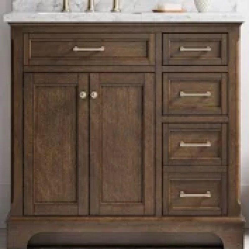 Allen + Roth Roveland 36-in Deep Walnut Undermount Single Sink