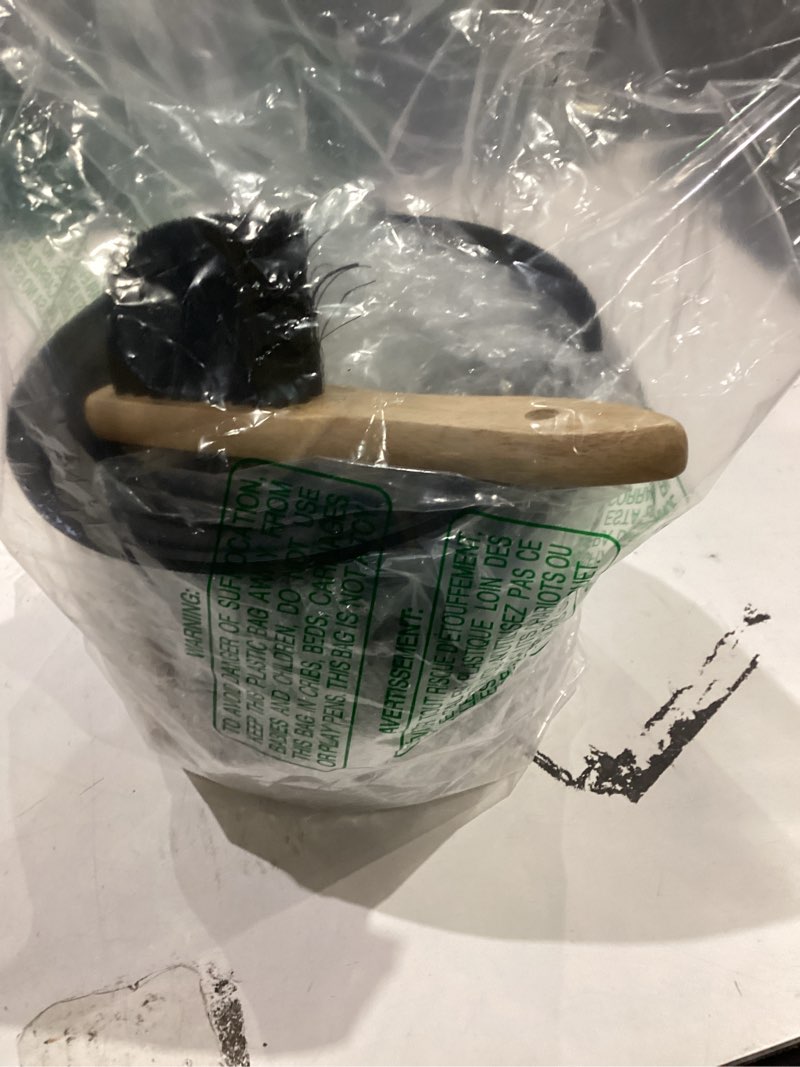 Condition photo showing Good Condition for brian & dany mini ash bucket with lid and shovel, 1.3 gallon fireplace bucket with broom, ash can for fireplace, ashes, fire pit, wood burning stove 1.3 gal,black