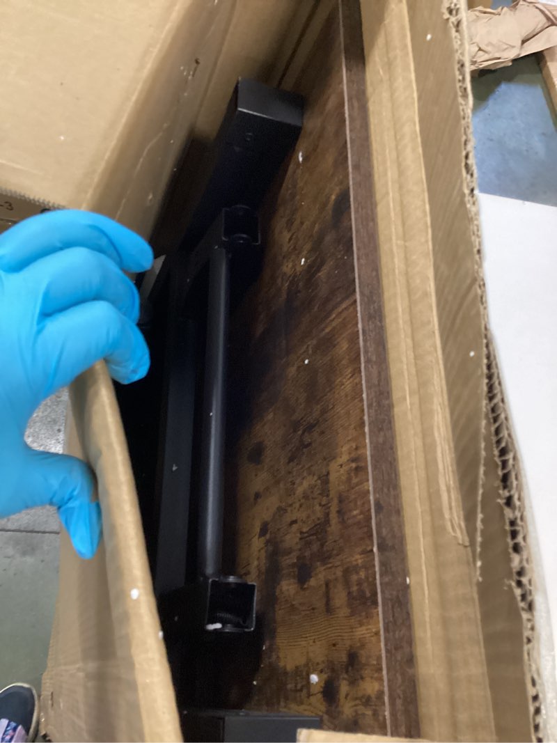 Condition photo showing Good Condition for Frylr Small Folding Computer Desk – Portable 43.3 Inch Foldable Laptop Table, Collapsible and Compact for Easy and Fast Setup, Lightweight for Small Spaces, Home Craft and Study Use, Rustic Brown 43.3 x 19.7 Inch NO Power Outlets Rustic Brown