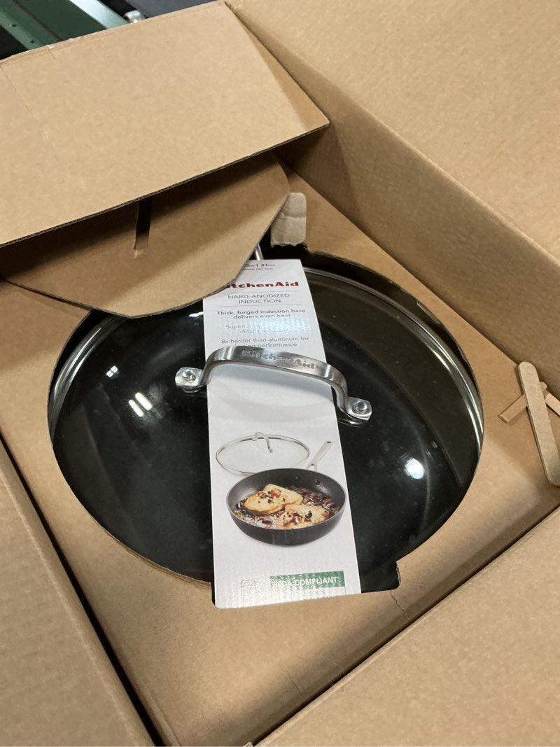 Condition photo showing Good Condition for kitchenaid hard anodized induction nonstick fry pan/skillet with lid, 12.25 inch, matte black skillet with lid (12.25")