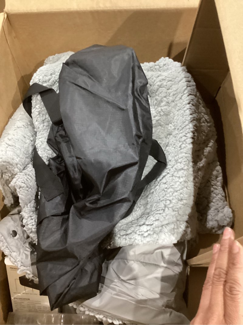 Condition photo showing Good Condition for Ourea 12V Battery Operated Heated Blanket Cordless Electric Blanket with 20000mAh Power Bank Portable Heated Throw for Outdoor Camping Car Stadium Travel Home Sherpa Fleece Grey