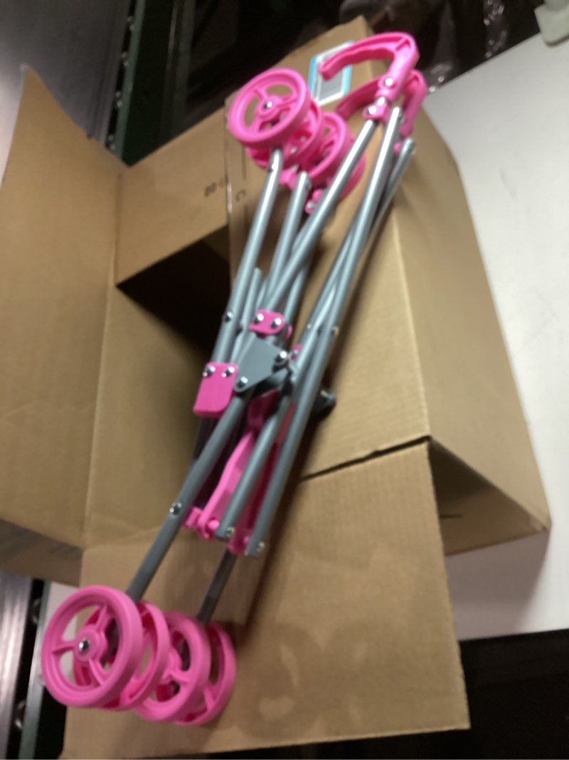 Condition photo showing As Is for Dream Collection, Doll Stroller - Metal Fold Up and Down Umbrella Stroller for Realistic Pretend Play, Pink - 23”