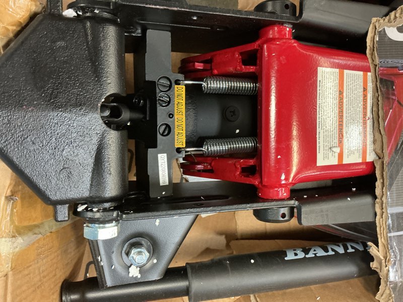 Condition photo showing As Is for blackhawk b6350 black/red fast lift service jack - 3.5 ton capacity, 28 1/2" l x 13 3/4" w x 6 1/2" h