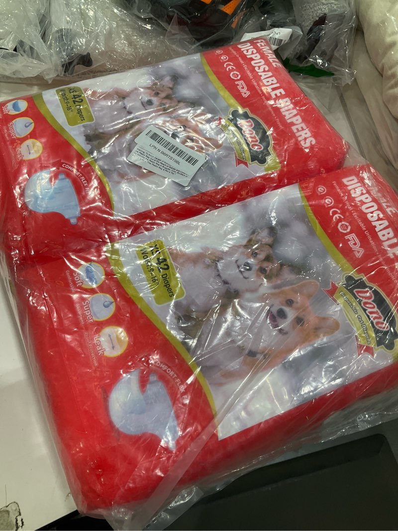 Condition photo showing As Is for Dono Disposable Dog Diapers Female, Super Absorbent Doggie Diaper, Rapid-Dry Gel Technology Puppy Diapers, Leak-Proof Fit Cat Diapers for Doggy in Heat,Excitable Urination,Incontinence,84ct X-Small (84 count)