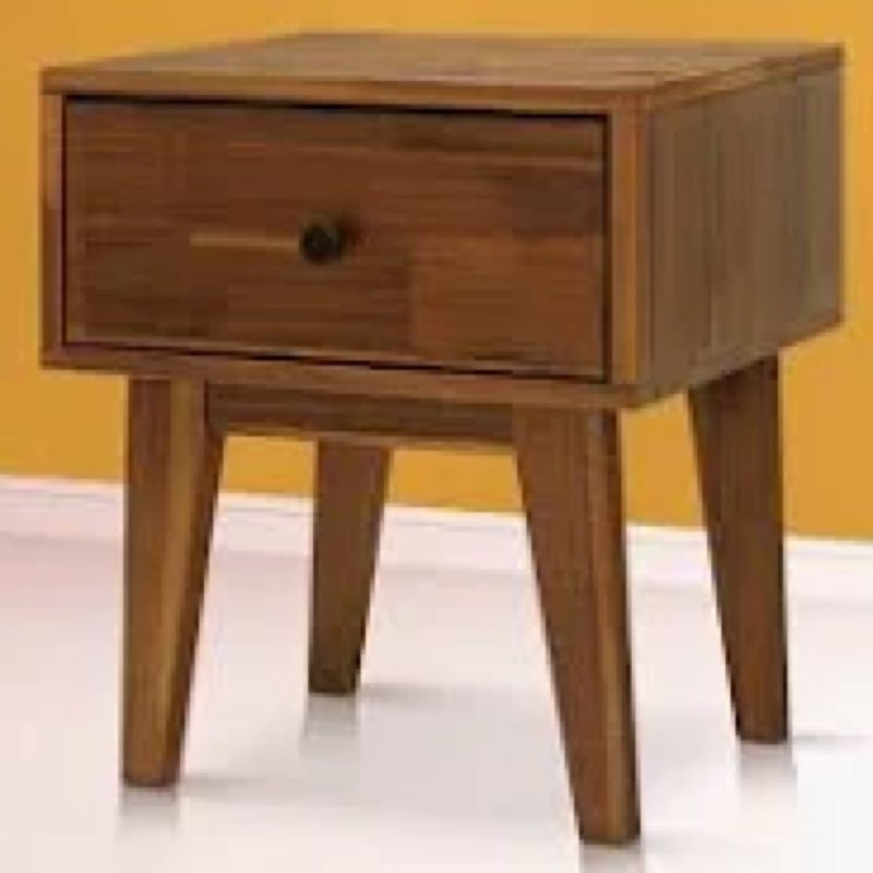 Acacia Sofia Nightstand with Drawer, Bedside Table, Solid Wood Bedside End Table with Drawer and Sto