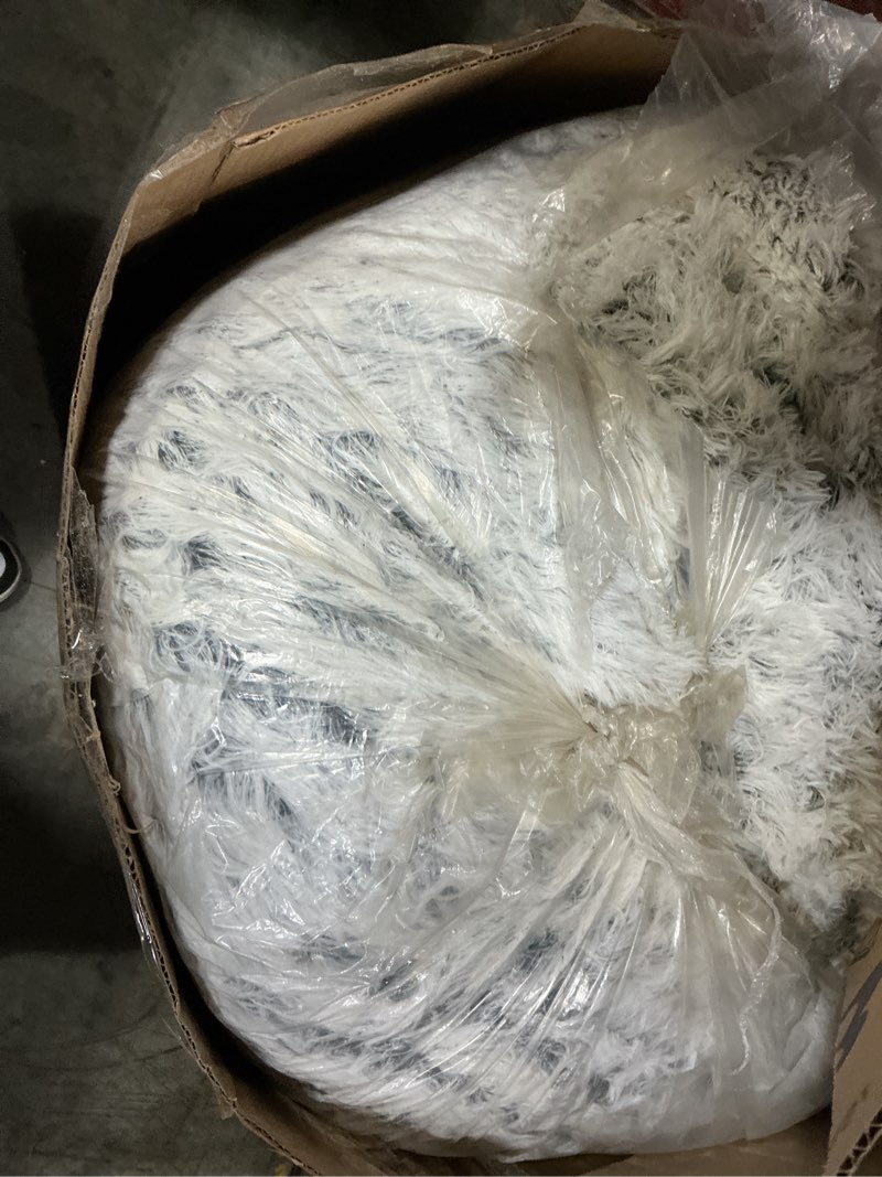Condition photo showing As Is for Bean Bag Chairs, Memory Foam Stuffing Bean Bag Chair for Adults/Teens/Kids, Plush Faux Fur Lazy Sofa Furniture with Removable High-Rebound Memory Foam for Living Room Bedroom College Dorm Medium (36x36x23 In) Plush Grey (similar no same)