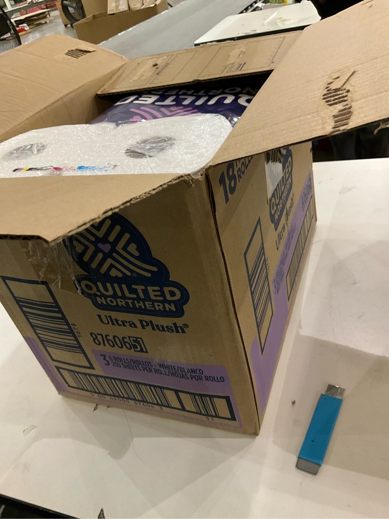 Condition photo showing As Is for Quilted Northern Ultra Plush Toilet Paper, 18 Mega Rolls = 72 Regular Rolls, 3X Thicker*, 3 Ply Soft Toilet Tissue 18 Mega Rolls (Pack of 1)