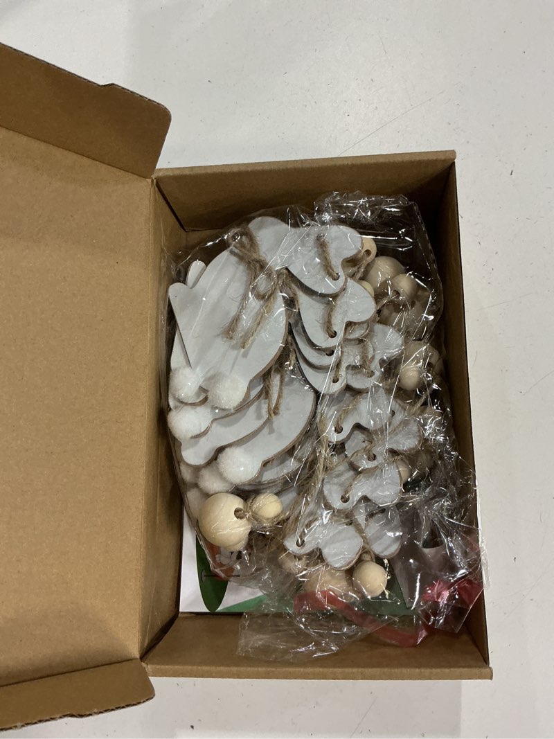 Condition photo showing New/Like New for easter decorations garlands, cute bunny easter garland with wooden beads, rustic banner for mantel, fireplace, wall, home, farmhouse, office, school indoor spring decor supplies
