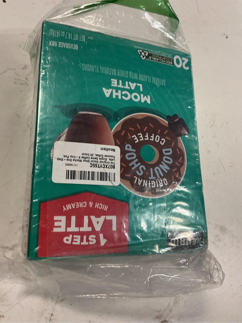 Condition photo showing New/Like New for (bbd:02/oct/2026 )the original donut shop mocha one-step latte, single serve coffee k-cup pod, flavored coffee, 20 count mocha latte 20 count (pack of 1)