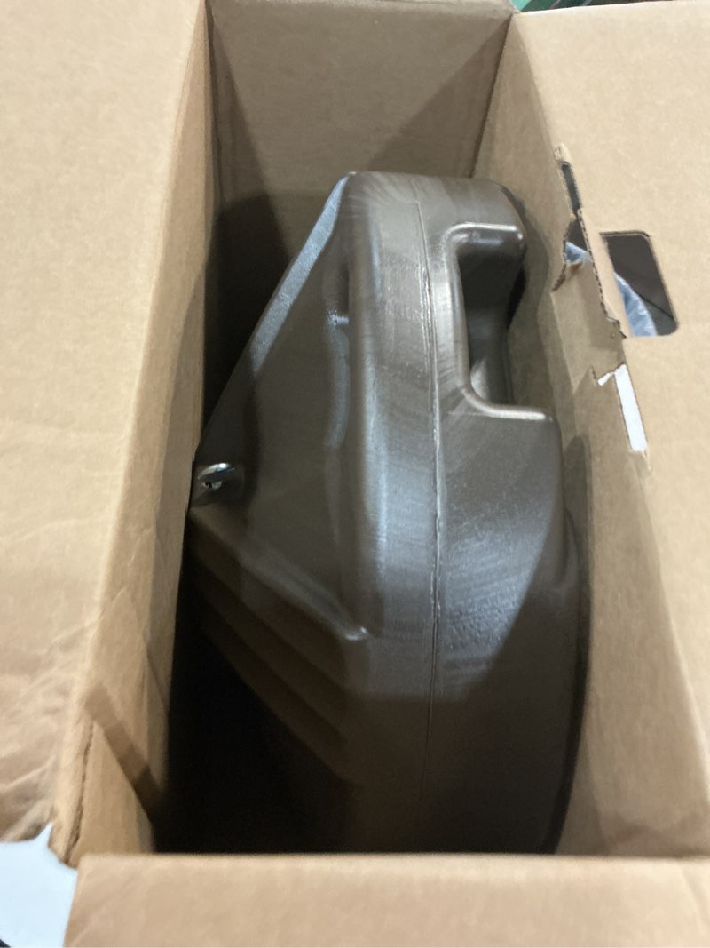 Condition photo showing As Is for us weight durable fillable umbrella base for patio table - 50 pound capacity heavy duty adjustable stand for outdoor umbrellas - made in the usa bronze