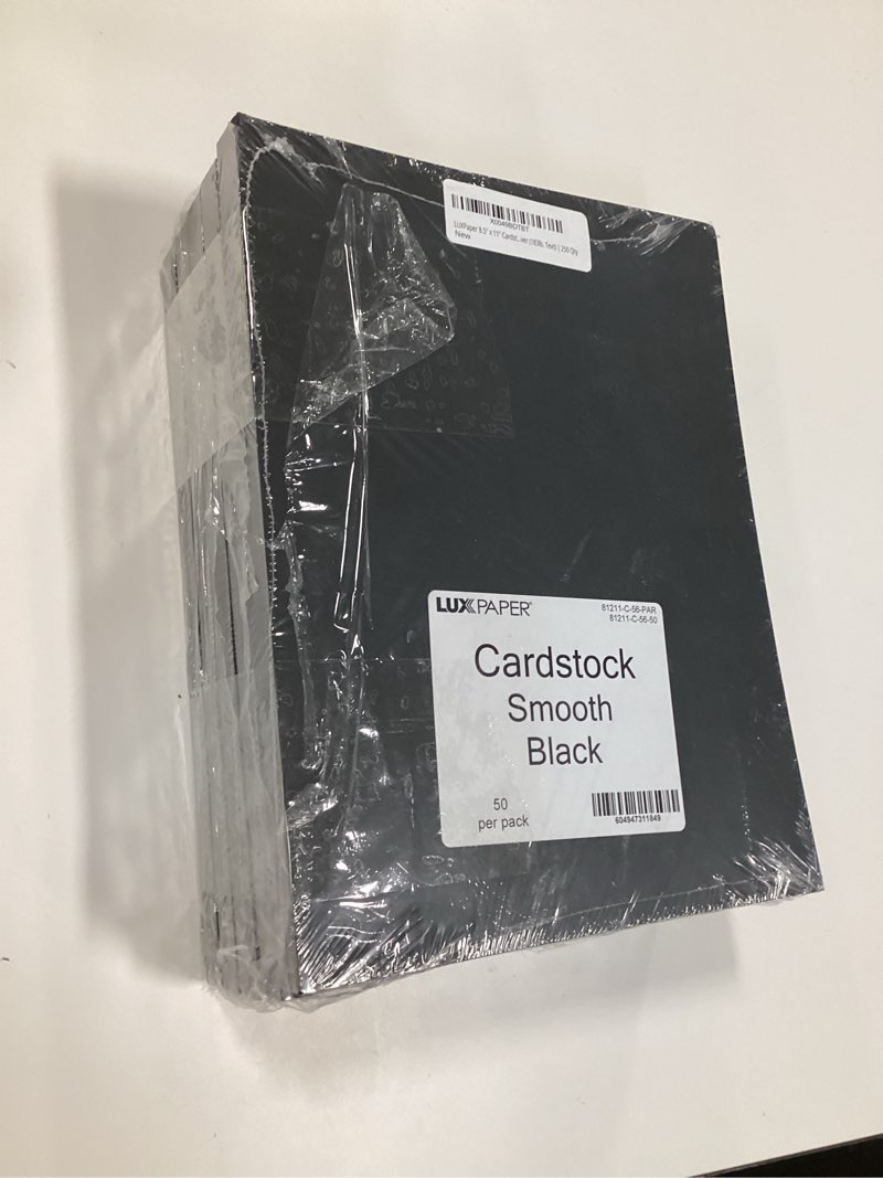 Condition photo showing New/Like New for LUXPaper 8.5" x 11" Cardstock | Letter Size | Midnight Black | 100lb. Cover (183lb. Text) | 250 Qty