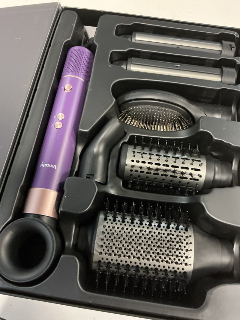 Condition photo showing Good Condition for vincofy 7 in 1 blow dryer brush set – hot air styler for fast drying, curling, straightening & volumizing – ionic hair dryer brush with 1500w power – no heat damage for all hair types – lilac