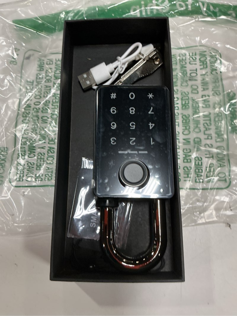 Condition photo showing Good Condition for heavy duty fingerprint smart padlock with key, 6-in-1 keyless entry lock with code keypad, tuya app, rfid, digital combination lock for outdoor gate, fence, shed, pool, storage unit, locker