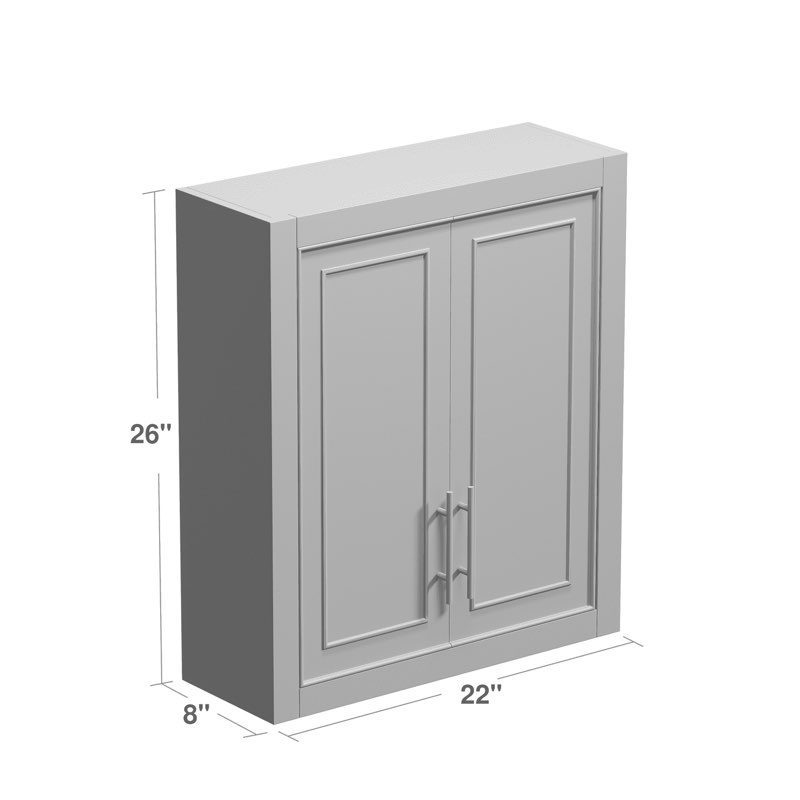 Allura 22" W x 26" H x 8" D Wall Mounted Bathroom Cabinet