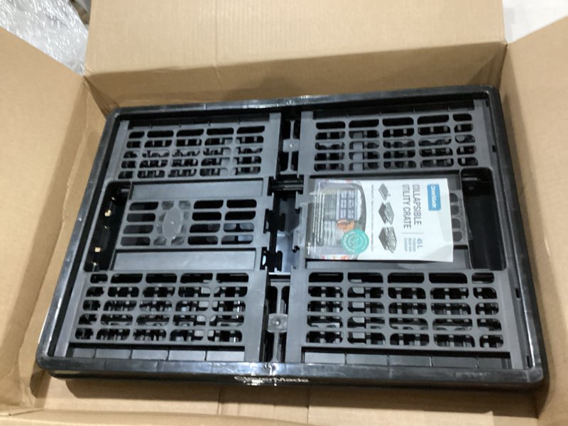 Condition photo showing Good Condition for clevermade collapsible utility crate 45l foldable plastic crate with heavy duty 66 lb capacity for storage, trunk organization, & moving - obsidian obsidian 45l - 1 pack