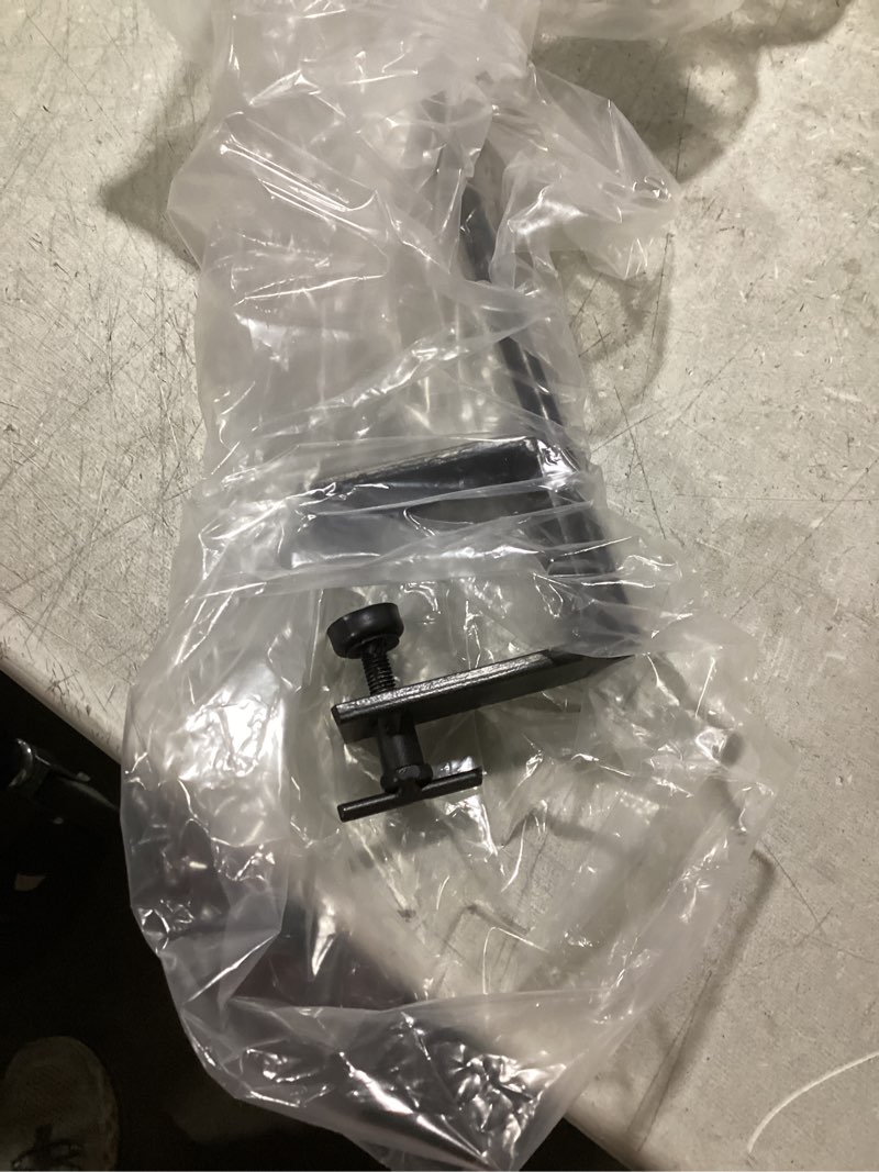 Condition photo showing As Is for only one … super short deck hook for railing deck bird feeder pole with 3.3 inch strengthened clamp for hanging bird feeders, lanterns, wind chimes, flower and plant baskets (4)?lanterns not included).
