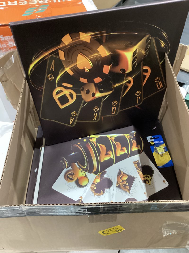 Wall HDQ Poker Wall Art for Casino, Black and Gold Wall Decor Playing Cards Painting Dice Chips Trophies Canvas Print Poster for Bar Hotel Play Room Gaming Room Party Home Decor - 16''x16'' x 4Pcs