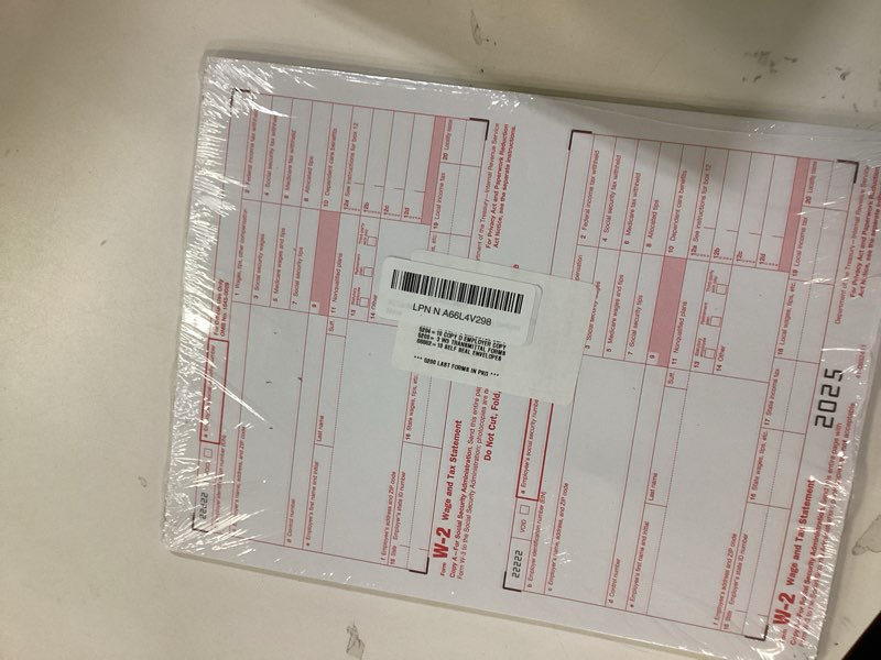 Condition photo showing New/Like New for W2 Tax Forms 2025 with Envelopes, 4 Part W2 Kit of Laser Forms for 10 Employees - Compatible with Quickbooks Software & Laser, Inkjet Printers - with 3 W3s, 10 Self Seal Envelopes Included 10 With Envelopes