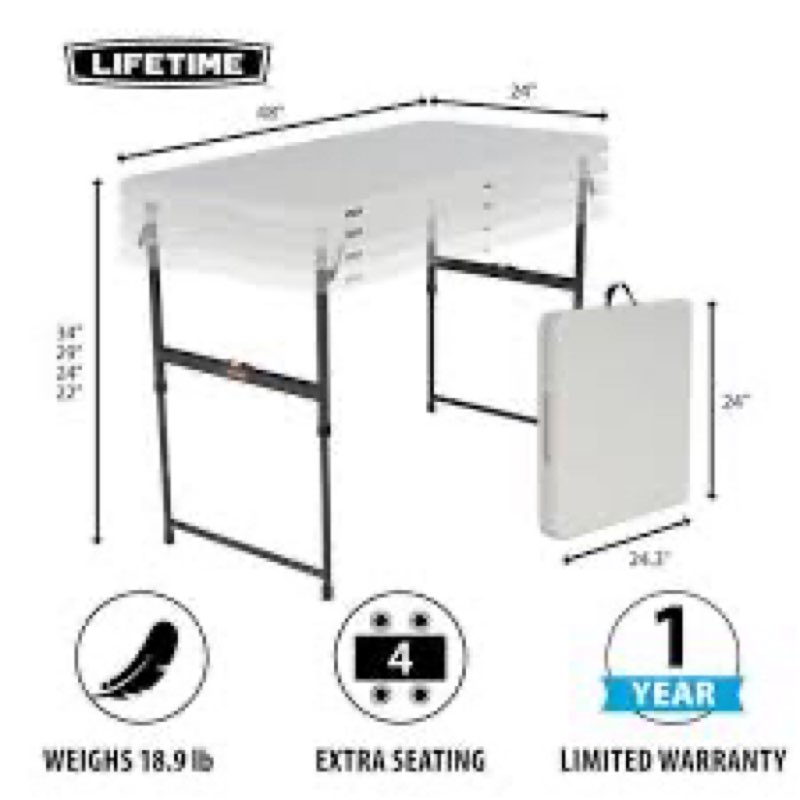 a lifetime 4-foot commercial adjustable folding table