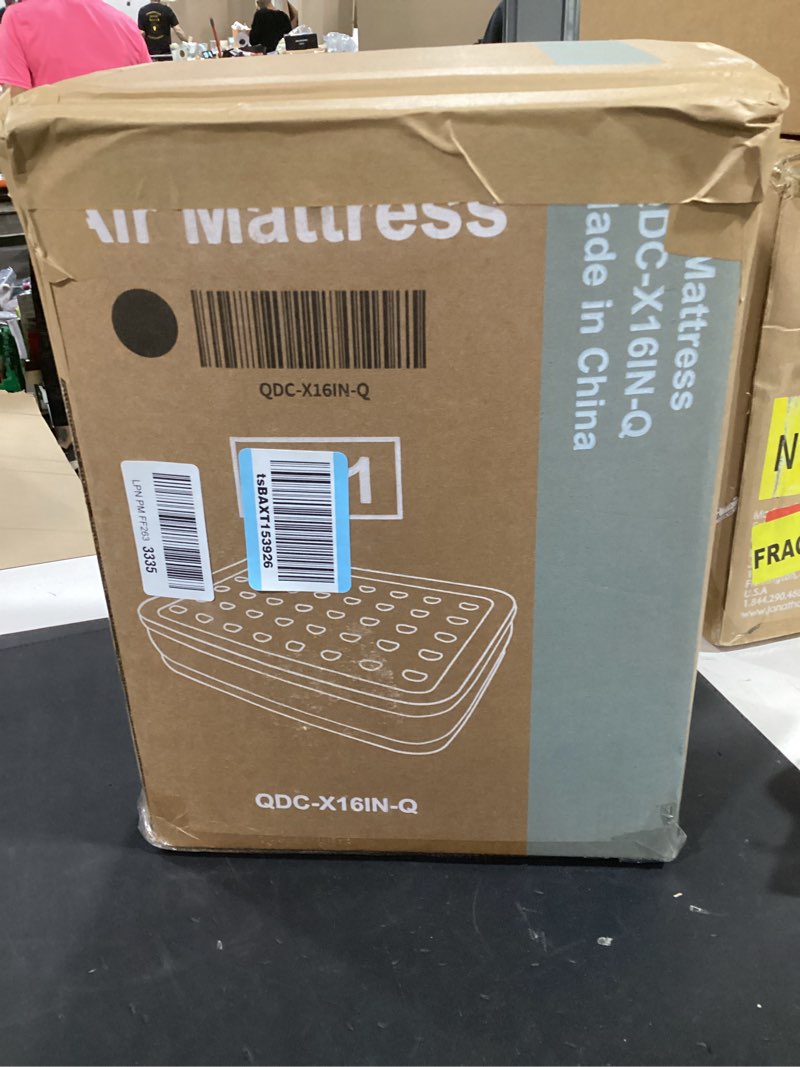 Condition photo showing New/Like New for dumos queen air mattress - 16" inflatable blow up airbed with built-in high capacity pump, double height, non-slip bottom design, weight capacity 660 lbs air bed for home or camping black queen 16 in