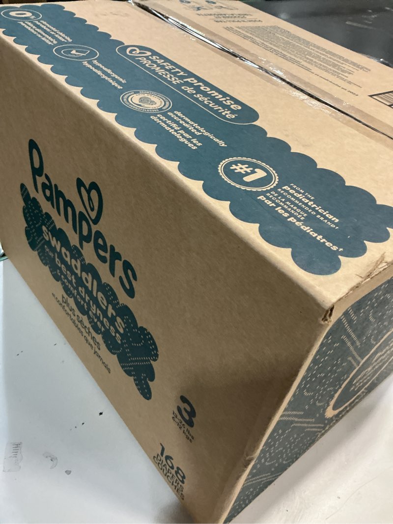 Condition photo showing New/Like New for Pampers Swaddlers Diapers, Size 3 (13-26 lbs), 168 Count, Absorbent, Keeps Baby Dry and Comfortable, Skin Safe Disposable Baby Diaper Size 3 168