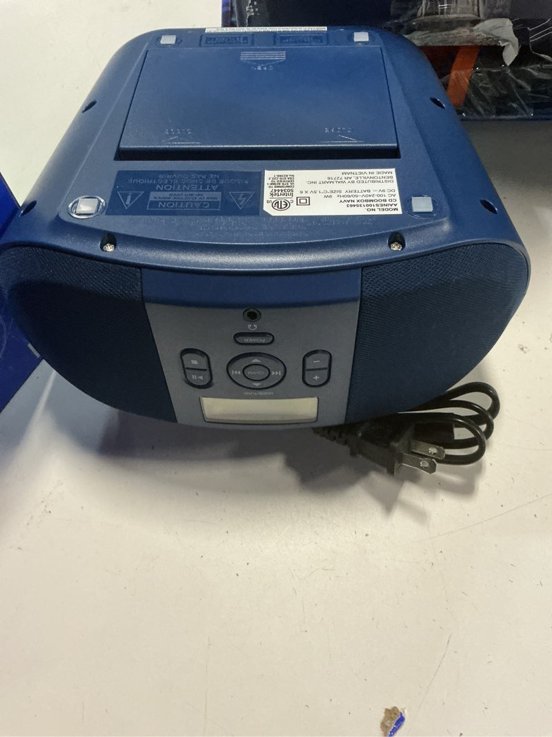 Condition photo showing Good Condition for onn navy cd boombox with lcd display and fm radio