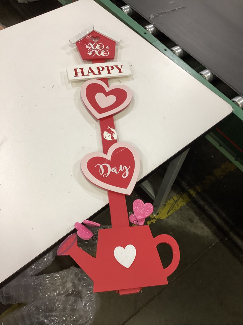 Condition photo showing As Is for Glitzhome 35.75" H Valentines Wooden Porch Sign, Heart & Love House Porch Decor for Valentine's Day Love Sign Home Front Door Yard Party