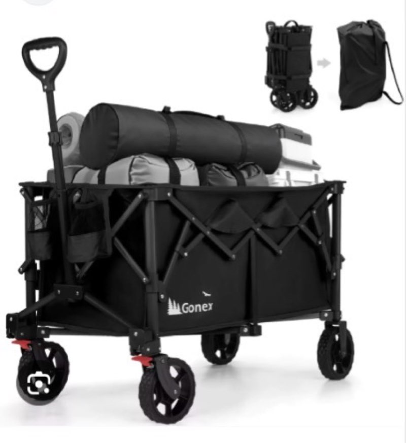 Gonex 38''L Extra Long Collapsible Foldable Wagon Cart with 360lbs Weight Capacity, 220L Folding Uti