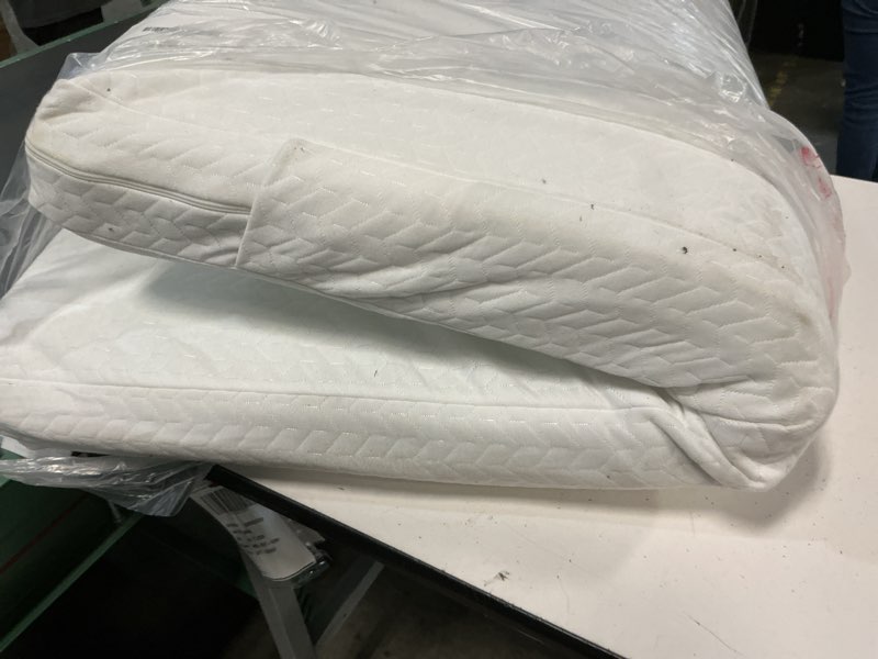 Condition photo showing As Is for dream on me baby zzz 5” full-size crib & toddler bed mattress in a box – greenguard gold & jpma certified, breathable, water-resistant, machine washable cover, fits full size baby cribs & toddler beds baby zzz mattress