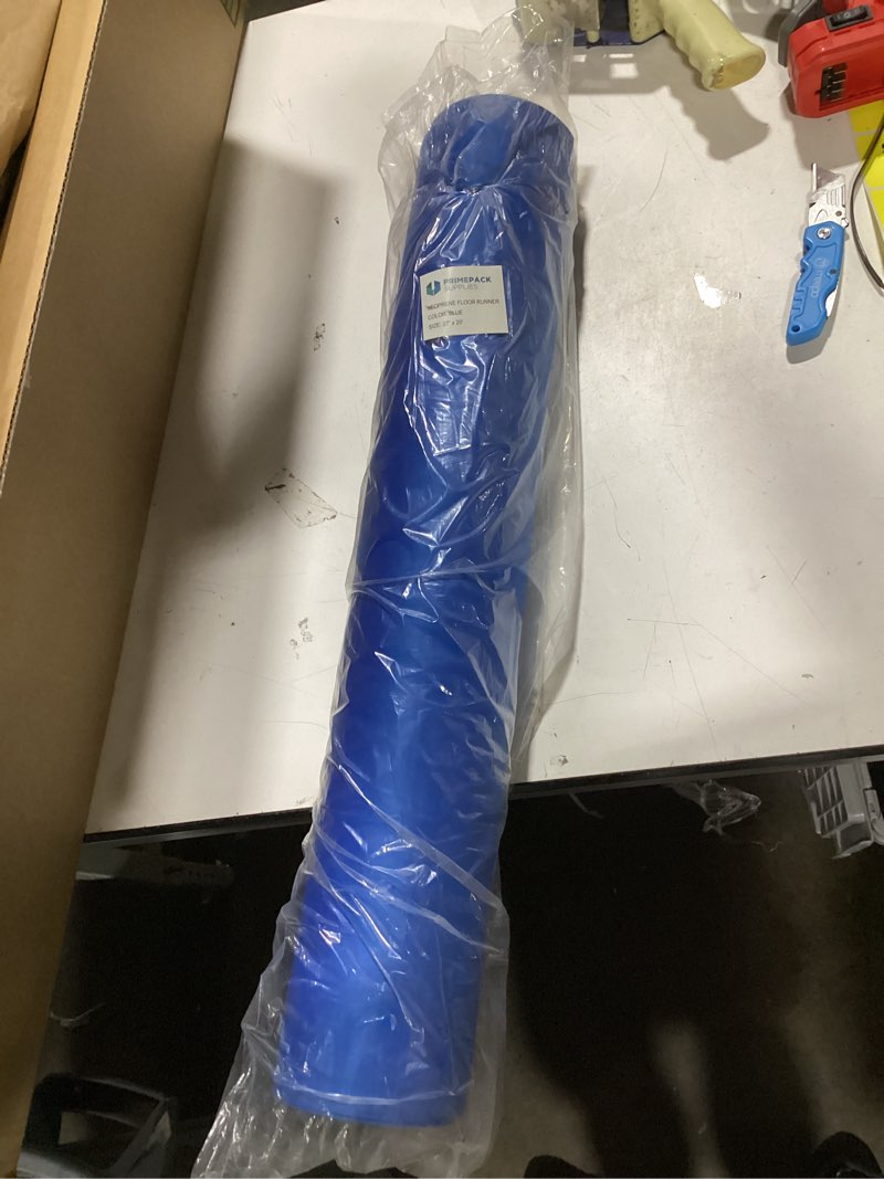 Condition photo showing Good Condition for 27" x 20' neoprene floor runner - blue