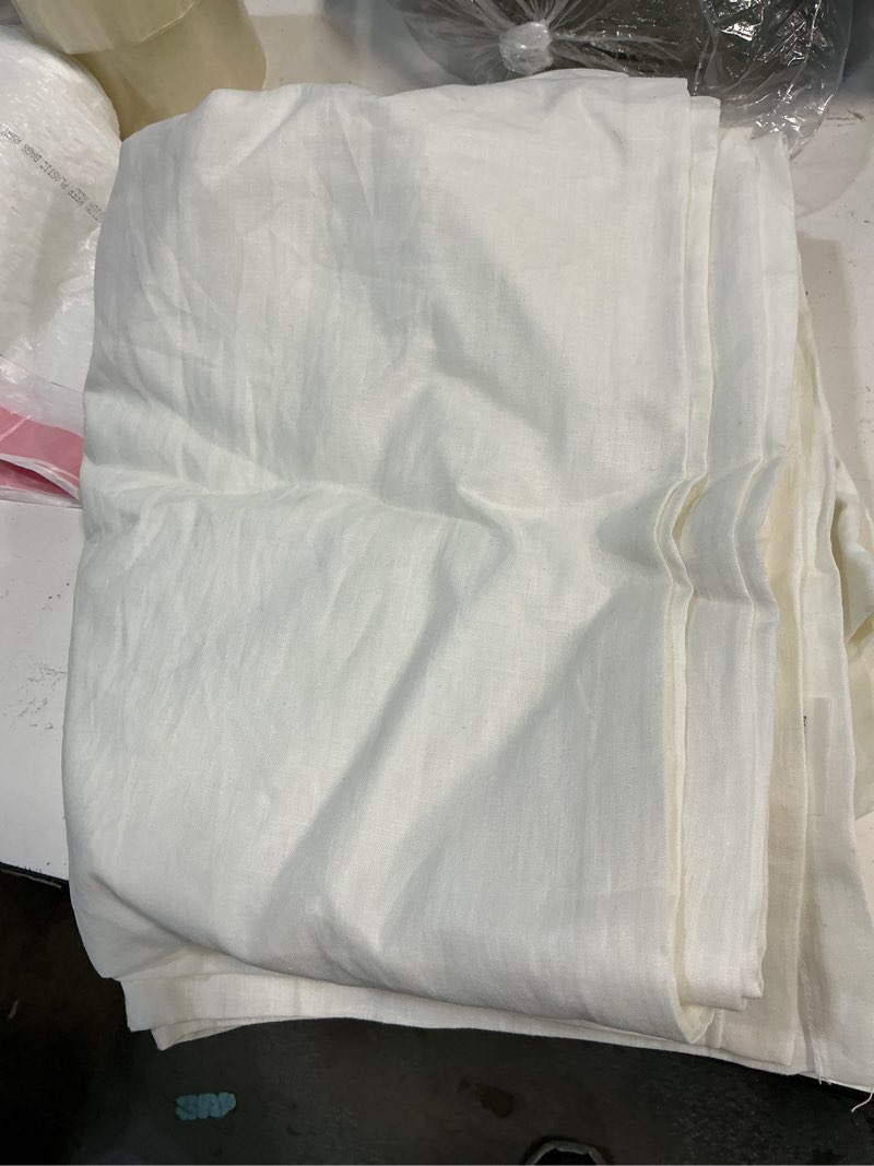 Condition photo showing Good Condition for quince european linen curtain, 96x84, white, single panel
