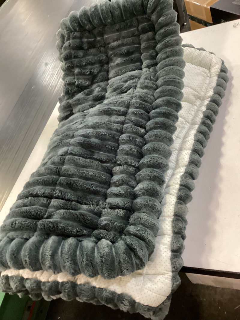 Condition photo showing As Is for Smiry Couch Cover for Dogs Washable, Non Slip Fuzzy Pet Couch Covers for 3 Cushion Sofa Pet Friendly, Thick Soft Sofa Slipcovers Cushion Protector (Dark Grey, 27.6" x 82.7") Dark Grey 27.6" x 82.7"
