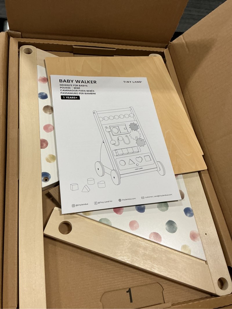 Condition photo showing New/Like New for Tiny Land Wooden Baby Walker, Adjustable Speed Baby Push Walker for Boys and Girls, Montessori Activity Center Push Toy for Kids Development (Rainbow)