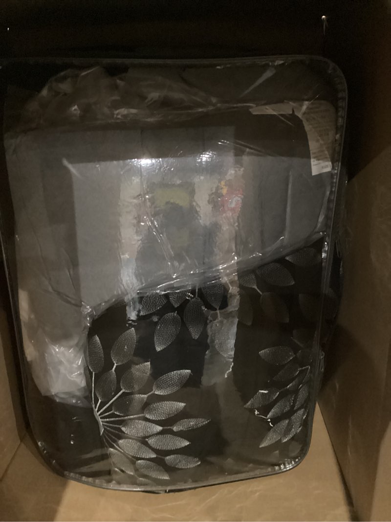 Condition photo showing item condition for Madison Park Palmer Comforter Set - Faux Suede Design, Striped Accent, All Season Down Alternative Bedding, Matching Shams, Decorative Pillow, Bed Skirt, Queen (90 in x 90 in), Black 7 Piece Black Queen (90 in x 90 in)