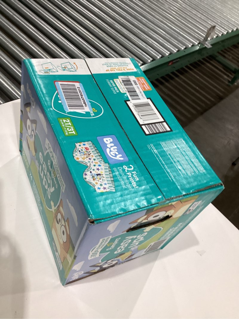 Condition photo showing New/Like New for Pampers Training Pants - Easy Ups Boys & Girls Bluey - Size 2T-3T, 74 Count, Children's Potty Underwear (Packaging May Vary) 2T-3T 74
