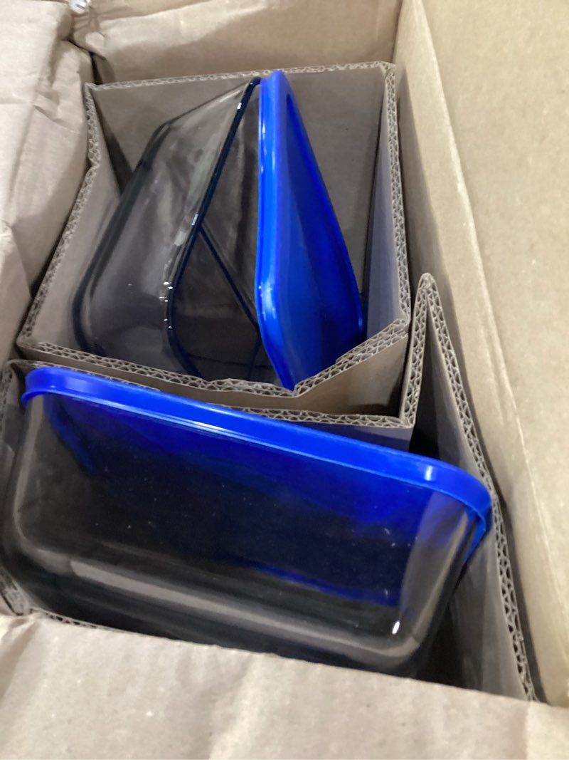Condition photo showing Good Condition for anchor hocking 11-cup glass storage containers with lids, set of 2 glass food storage containers with blueberry snugfit lids