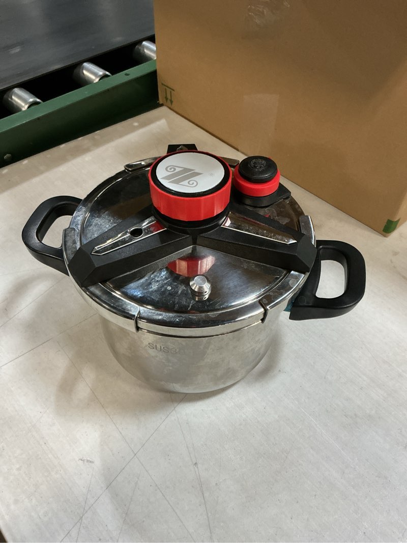 Condition photo showing As Is for Pressure Cooker 10L Stainless Steel with Three-Speed Adjustment and 9 Security Systems, Easy Open/Close Lid, Compatible with All Cooktops