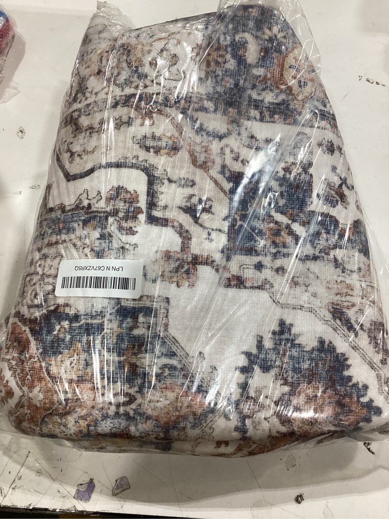 Condition photo showing Good Condition for 2x8 washable hallway runner rug: indoor non-slip entryway kitchen rugs oriental ultra soft carpet for living room bedroom thin light weight water resisitant floor mat for bathroom laudry(2x8,brick) 2' x 8' (rectangular) brick
