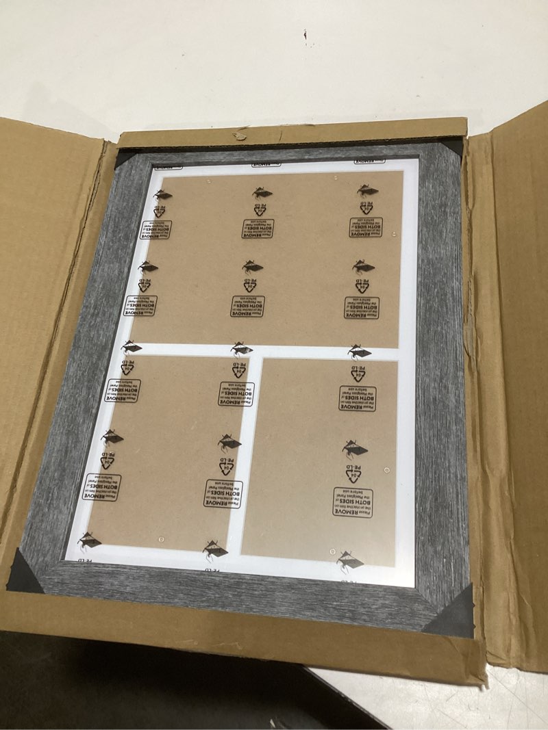 Condition photo showing Good Condition for 11x16 Picture Frame Display 3 opening Picture Frame 5x7 and 8x10 Collage,Multi Photo Frame with Mat,Plexiglass,Horizontal and Vertical Formats for Wall Decor,Black Wood Grain Black 11x16 - (2 open5x7+1 open8x10?