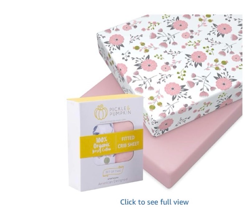 Pickle & Pumpkin Premium Organic Crib Sheet | 2 Pack 100% Organic Jersey Cotton Fitted Crib Sheets S