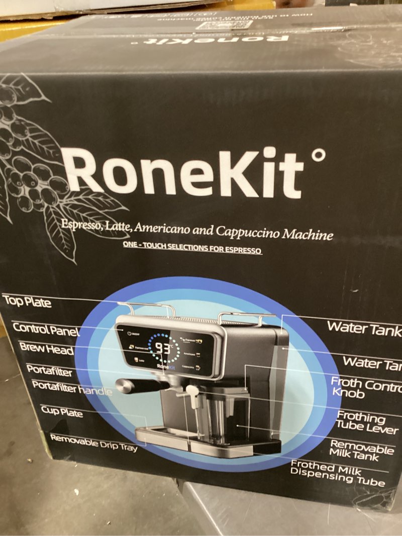 Condition photo showing New/Like New for espresso machine with automatic milk tank,espresso cool & cappuccino machine, 20bar espresso coffee machines, touch screen with timer, 50.7oz removable reservoir