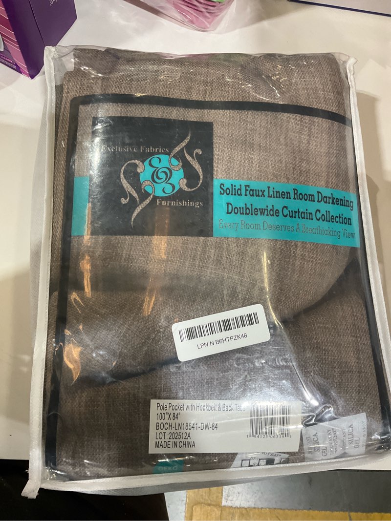 Condition photo showing As Is for HPD Half Price Drapes - Faux Linen Curtains for Living Room (1 Panel) - 100W x 84L - Extra Wide Textured Room Darkening Curtains for Bedroom 84 Inches Long - Drapes for Home Decor, Dutch Cocoa Dutch Cocoa 100"W x 84"L (Pack of 1)