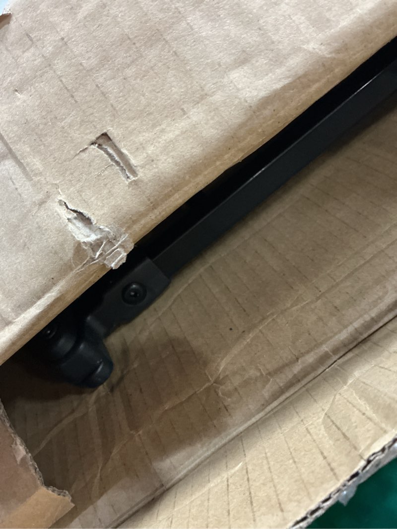 Condition photo showing As Is for regalo safety 36" extra tall baby gate for doorways & bottom of stairs, pressure mounted walk through gate for babies, toddlers & pets, tested & safe for 30 years, american designed, american owned black 29-36.5"w x 36"h