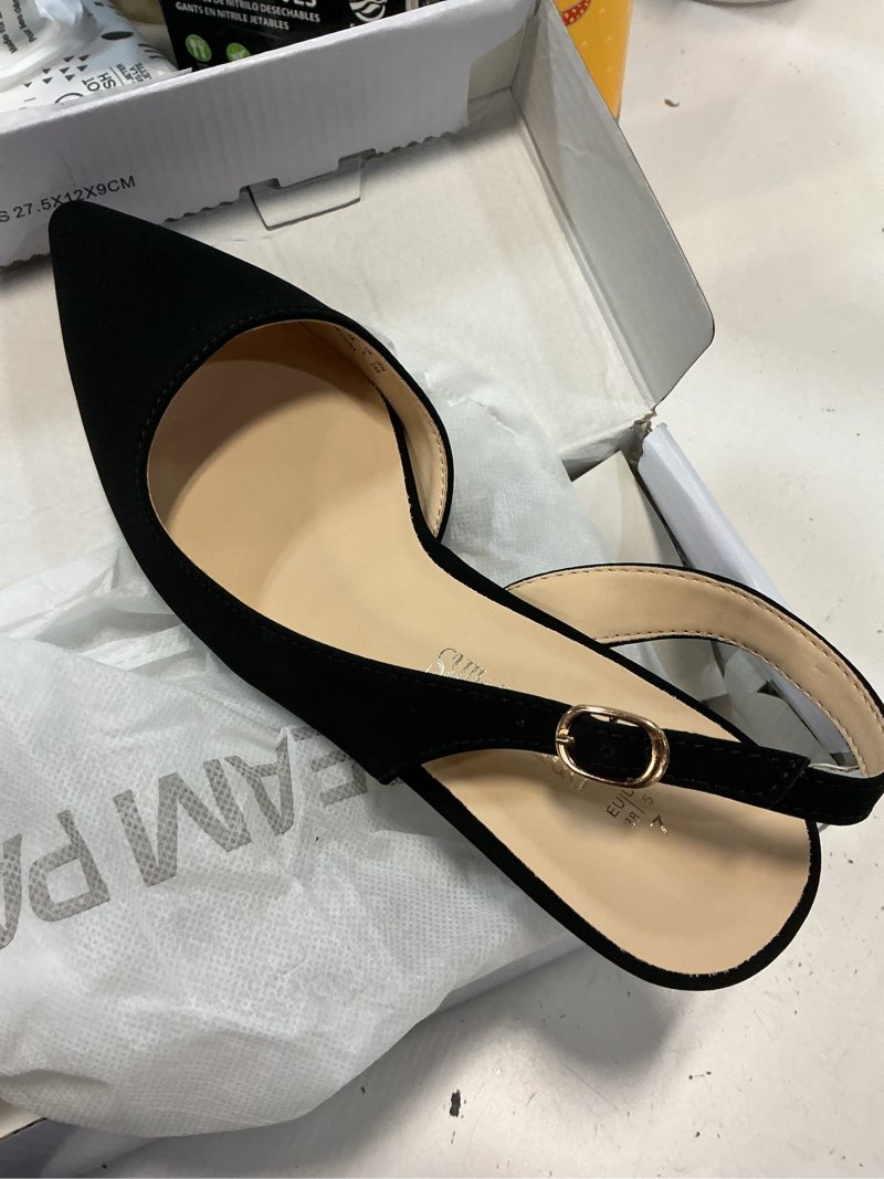 Condition photo showing Good Condition for dream pairs women's kitten heels slingback closed pointed toe low pumps shoes women party wedding sexy casual dress shoes 7 black-nubuck