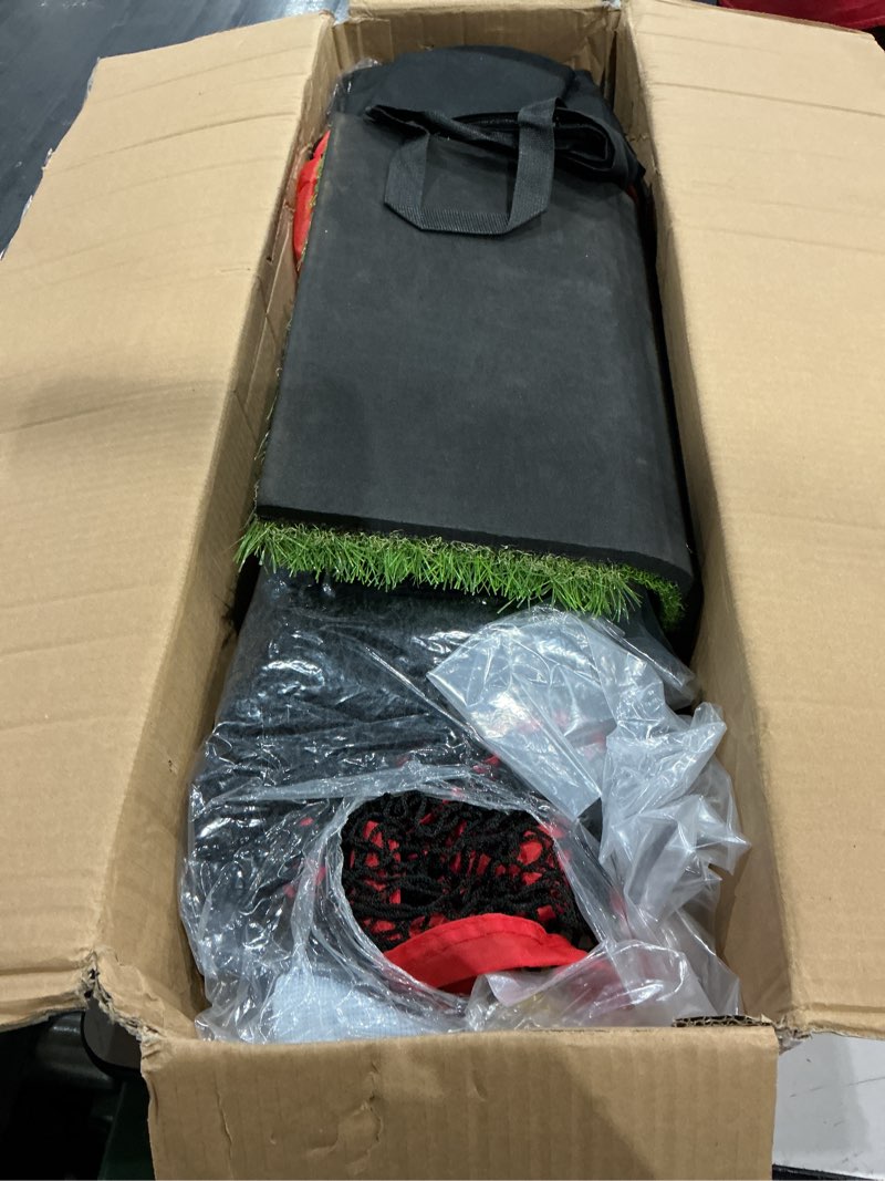 Condition photo showing Good Condition for 10x7ft golf practice net with chipping target, foldable mat, 8 tees & 6 balls – all-in-one golf hitting net for backyard, indoor outdoor use, includes carry bag for easy storage 10 x 7 ft
