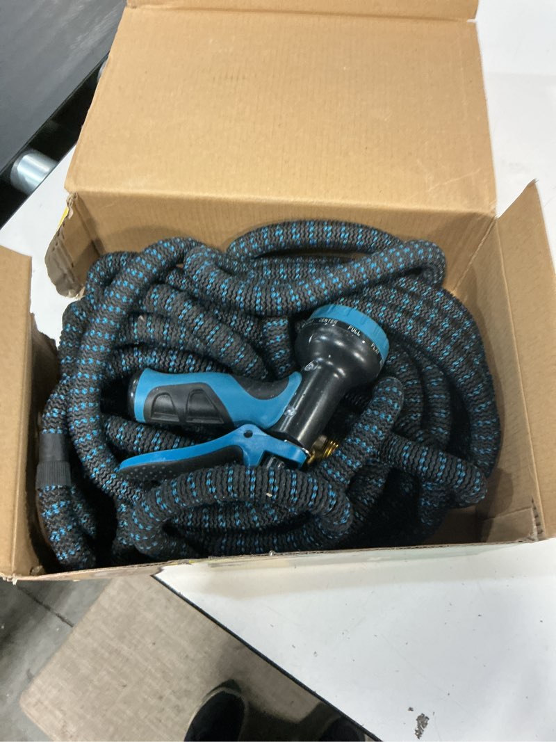Condition photo showing Good Condition for flexi hose expandable garden hose with 8 function nozzle, 100ft - lightweight retractable garden hose, water hose - no-kink flexibility, 3/4 inch solid brass fittings and double latex core