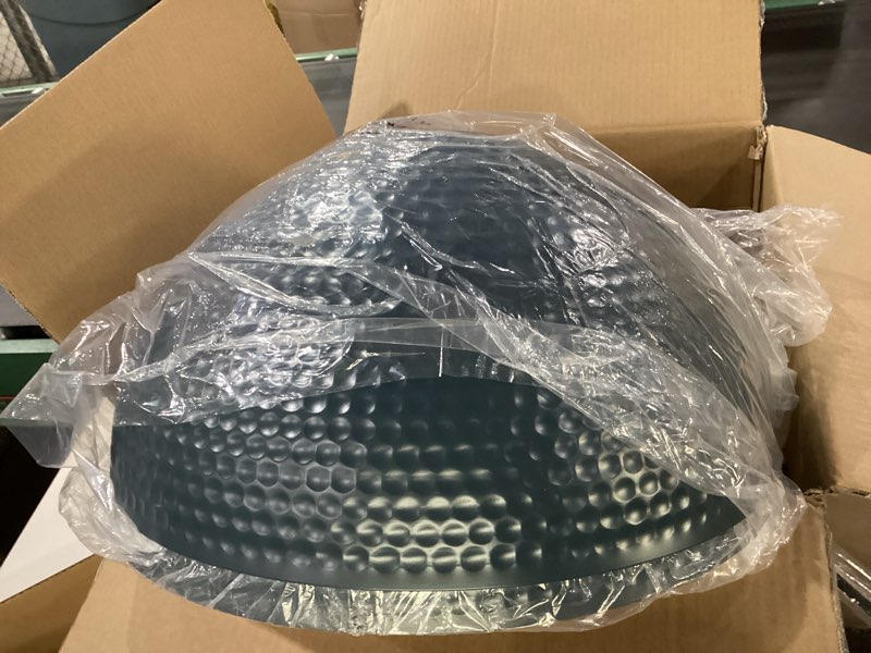 Condition photo showing item condition for ELYONA 2 Pack Large Ash Wood Pendant Light Fixtures 16 Inch Hammered Metal Dome Hanging Lamp with Brass Handle Chandeliers for Farmhouse Kitchen Island Dining Room Sink Bedroom Hallway, Modern Blue Blue - 2 Pack