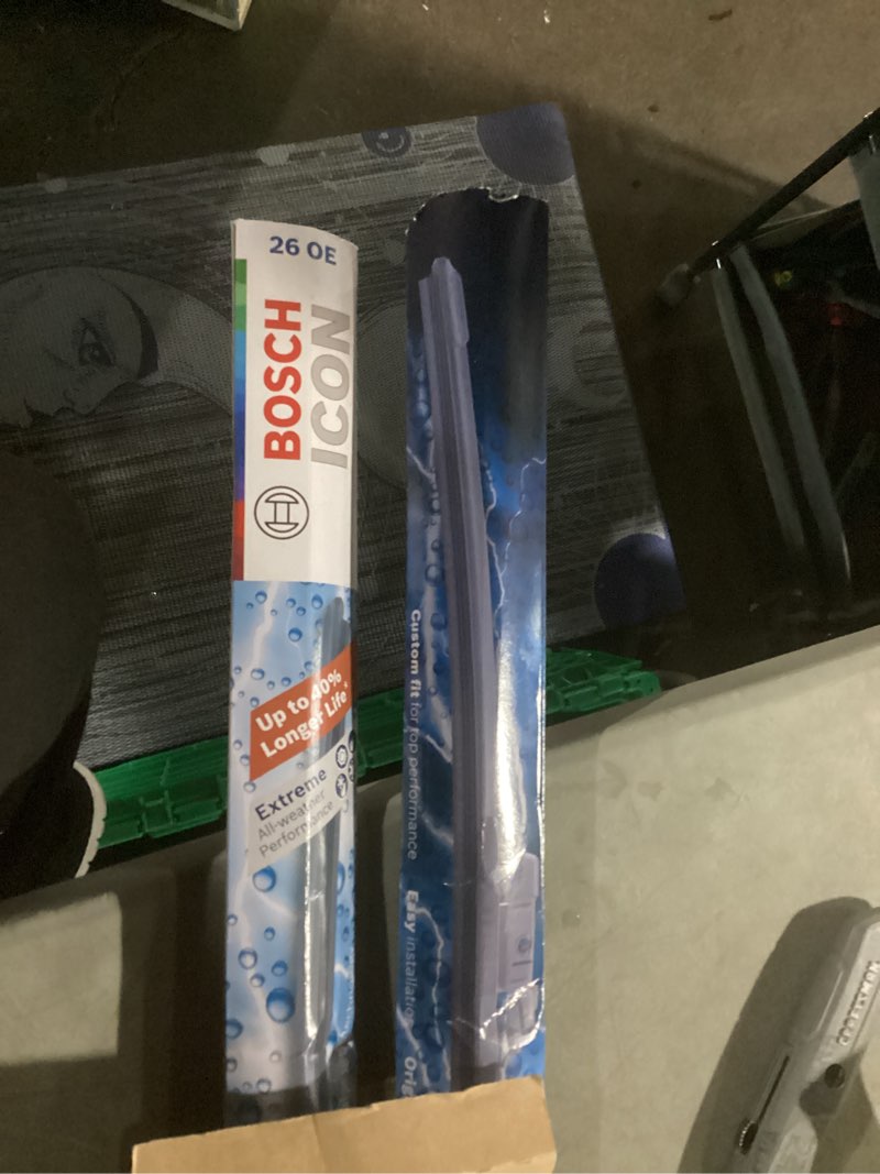 Condition photo showing As Is for bosch 26a16a icon beam wiper blades - driver and passenger side - set of 2 blades (26a & 16a) front (26a & 16a) icon combo pack (front)
