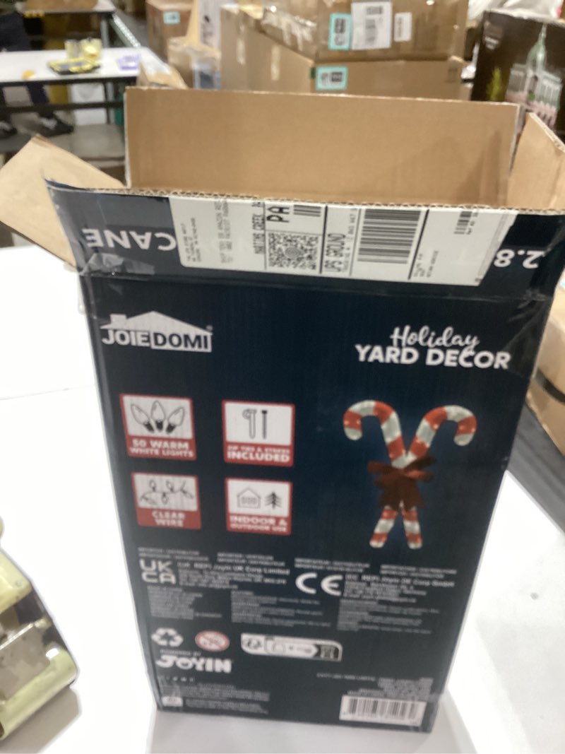 Condition photo showing New/Like New for JOIEDOMI Christmas Candy Canes Tinsel Yard Light Decorations 50 Pre-Lit LED Warm White Lights with Metal Stakes for Indoor Outdoor Yard Holiday Décor, Christmas Event, Christmas Eve Night Décor