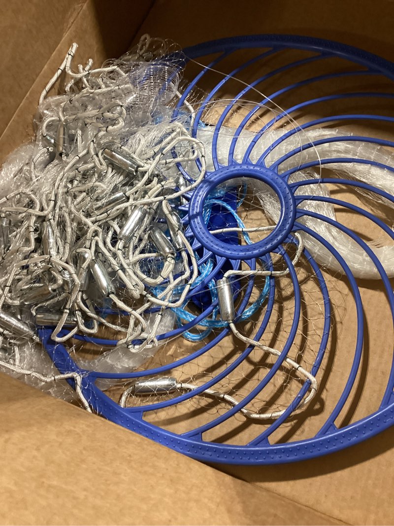 Condition photo showing Good Condition for Lawaia Throw Net Saltwater Fishing Cast Net Casting Nets Throw Hand Fishing Net Monofilament Size 4FT/ 5FT/ 6FT/ 7FT/ 8FT/ 9FT/ 10FT/ 11FT/ 12FT Radius 9 ft (2.7 m) Radius
